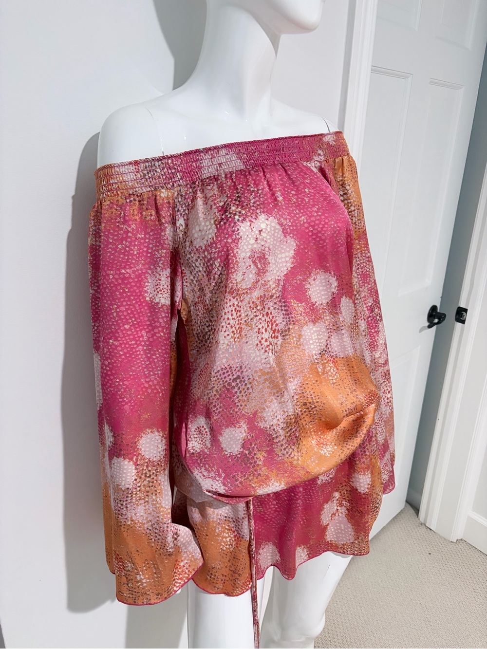 Alexis Marilena Pink Orange Off-Shoulder Mini Dress Size 0